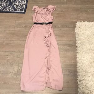 BCBG dusty rose ruffle dress